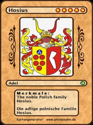 cover image of The noble Polish family Hosius. Die adlige polnische Familie Hosius.